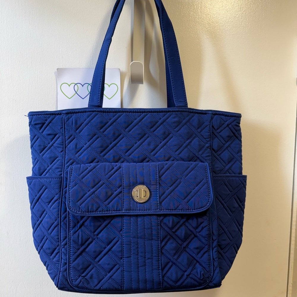 Vera Bradley Royal Blue Quilted Turn Lock Tote